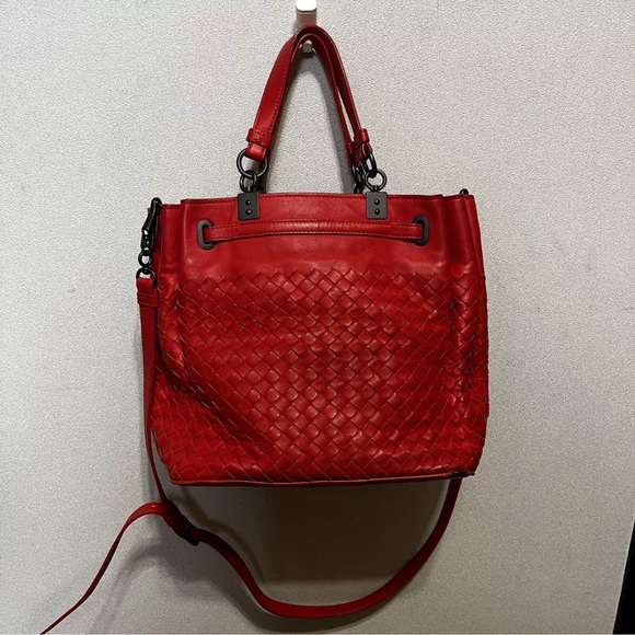 Bottega Veneta Intrecciato Red Orange Cross body bag - Picture 8 of 16
